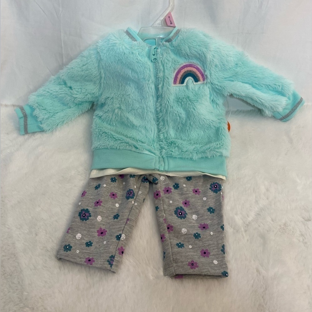 Mint color Baby girl 3 piece jacket set 0-3 month